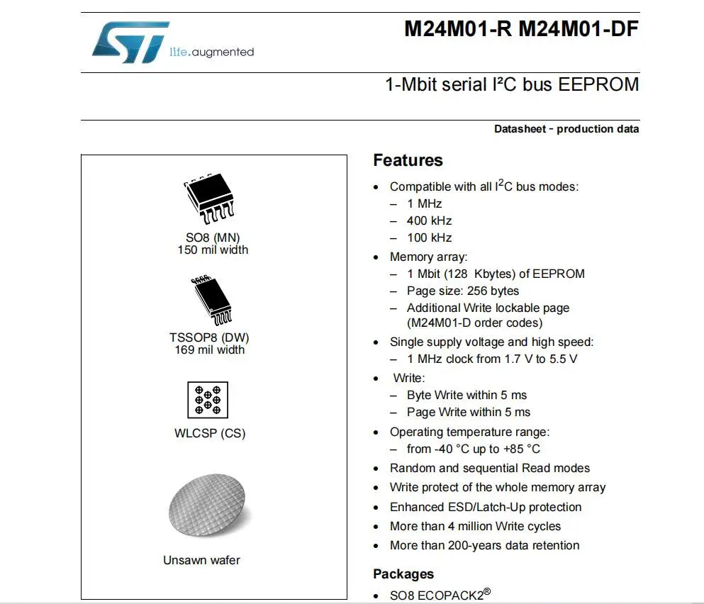 10PCS/LOT ST  M24M01-RMN6TP  Memory IC  Logo 24M01RP SOP-8 New Original In Stock